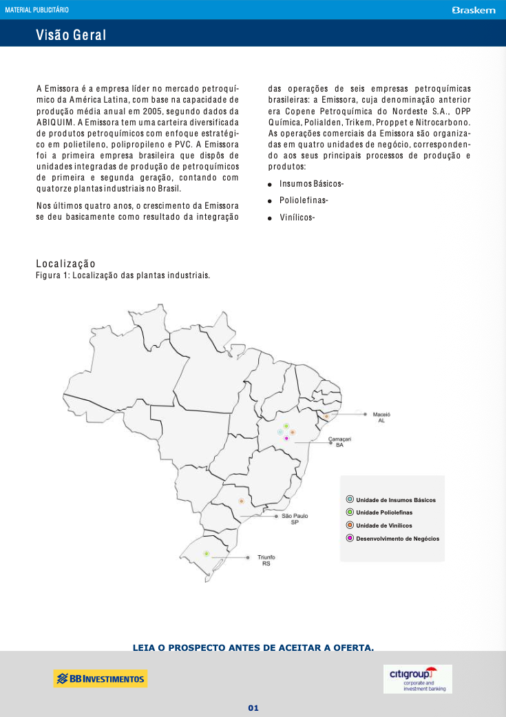 Braskem — visão geral e localização das plantas