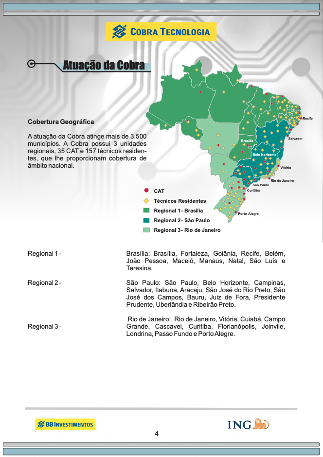 Cobra Tecnologia — cobertura geográfica